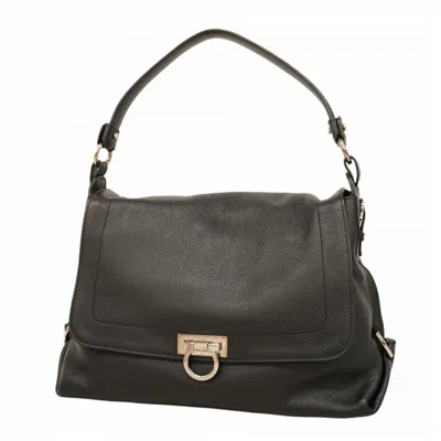 Pre-owned Ferragamo Leather Shoulder Bag () In Black