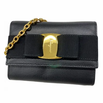 Pre-owned Ferragamo Leather Shoulder Bag () In Black
