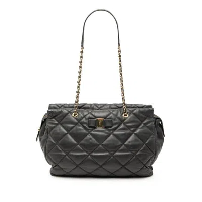 Pre-owned Ferragamo Leather Shoulder Bag () In Black