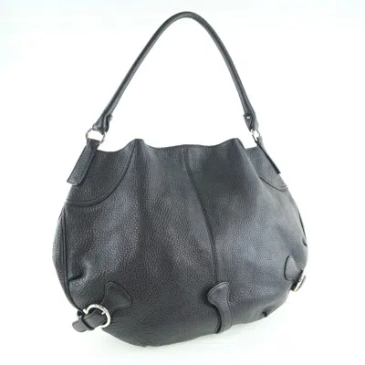 Pre-owned Ferragamo Leather Shoulder Bag () In Black