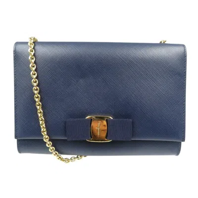 Pre-owned Ferragamo Leather Shoulder Bag () In Blue