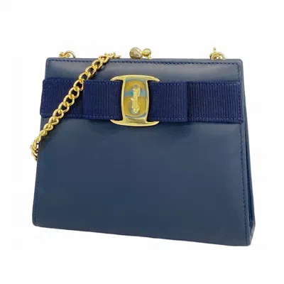 Pre-owned Ferragamo Leather Shoulder Bag () In Blue