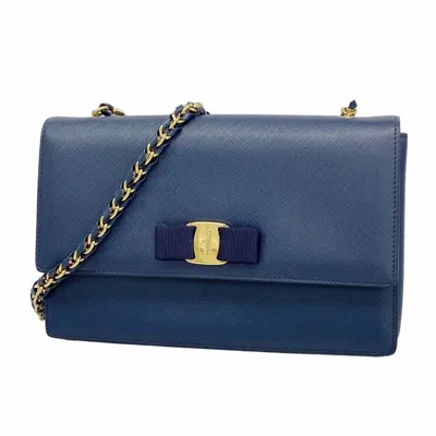 Pre-owned Ferragamo Leather Shoulder Bag () In Blue