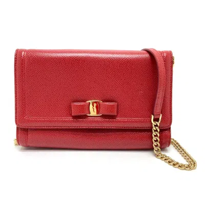 Pre-owned Ferragamo Leather Shoulder Bag () In Red