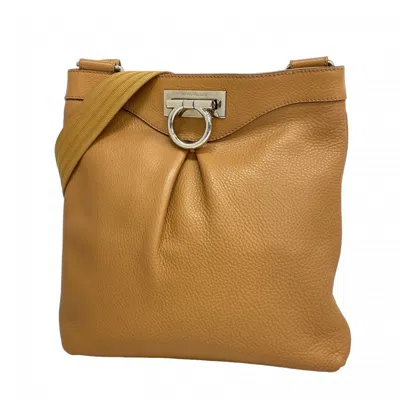 Pre-owned Ferragamo Leather Shoulder Bag () In Sand