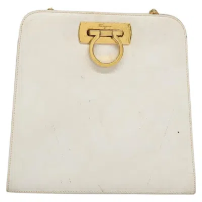 Pre-owned Ferragamo Leather Shoulder Bag () In White
