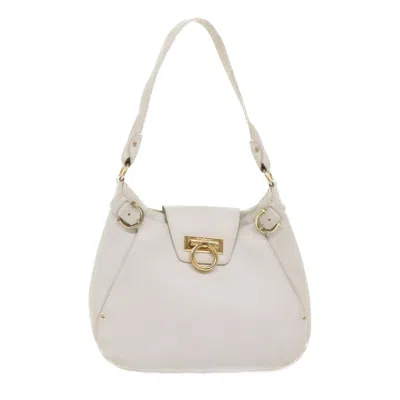 Pre-owned Ferragamo Leather Shoulder Bag () In White
