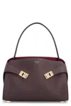 Ferragamo Leather Shoulder Bag Strap Adjustable In Prune