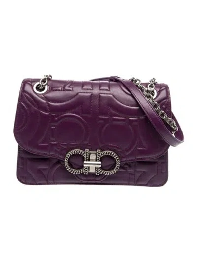 Pre-owned Ferragamo Leather Shoulder Bag In Purple