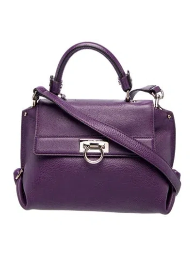 Pre-owned Ferragamo Leather Shoulder Bag In Purple