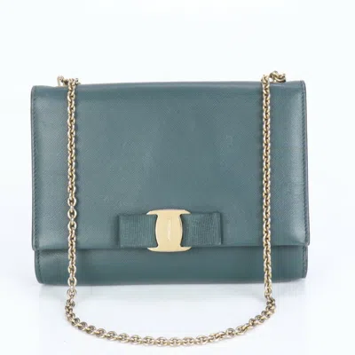 Pre-owned Ferragamo Leather Shoulder Bag Tote Bag () In Green