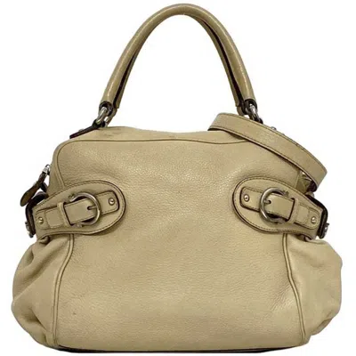 Pre-owned Ferragamo Leather Shoulder Bag Tote Bag () In Beige