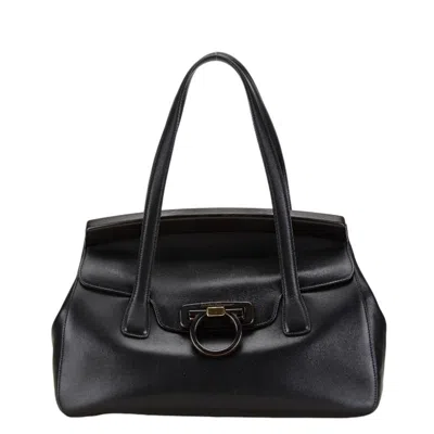 Pre-owned Ferragamo Leather Shoulder Bag Tote Bag () In Black
