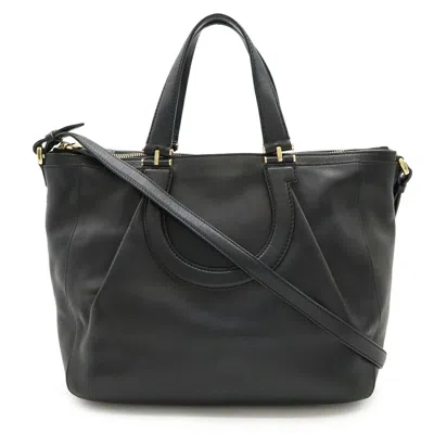 Pre-owned Ferragamo Leather Shoulder Bag Tote Bag () In Black