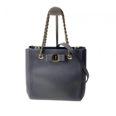 Pre-owned Ferragamo Leather Shoulder Bag Tote Bag () In Gray