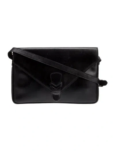 Pre-owned Ferragamo Leather Shoulder Bag Vintage In Black