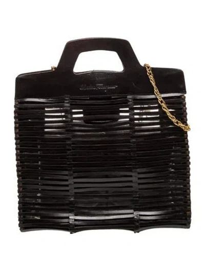 Pre-owned Ferragamo Leather Shoulder Bag Vintage In Black