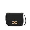 Ferragamo Women Black Crossbody Bag With Double Gancini Plaque On The Front In Grained Leather Woman In Black