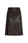 Ferragamo Leather Wrap Skirt In Brown