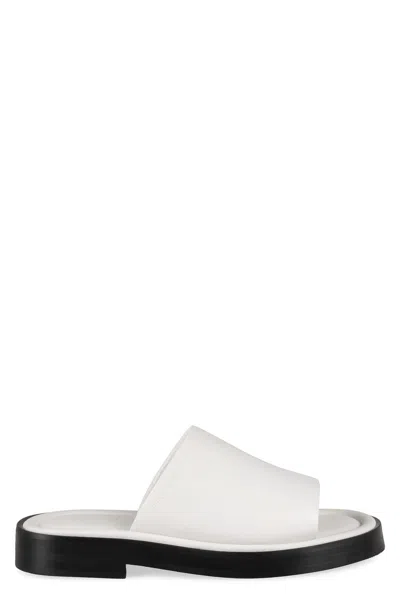 Ferragamo Leather Slides In White