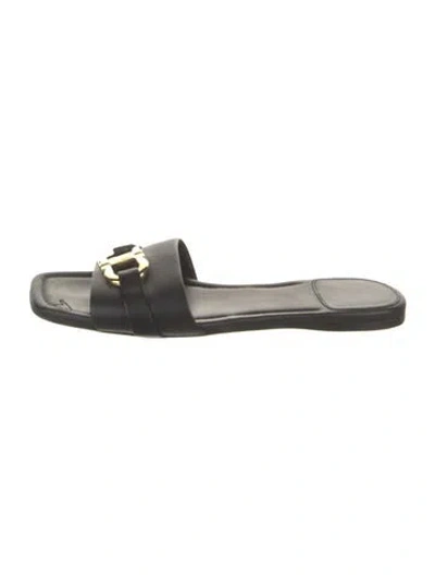 Pre-owned Ferragamo Leather Slides In Black