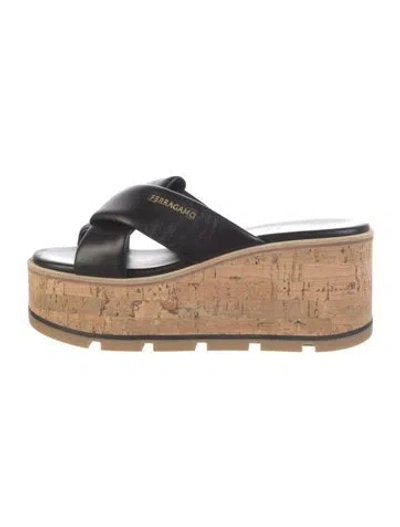 Pre-owned Ferragamo Leather Slides In Black