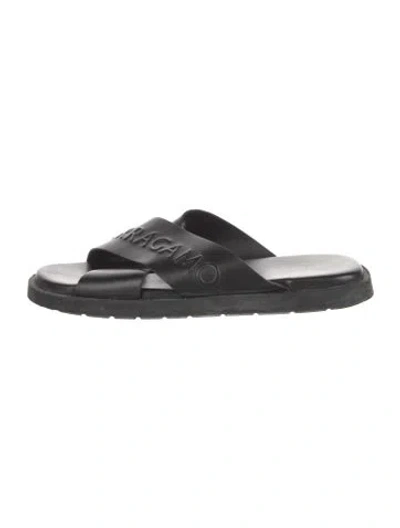 Pre-owned Ferragamo Leather Slides In Black