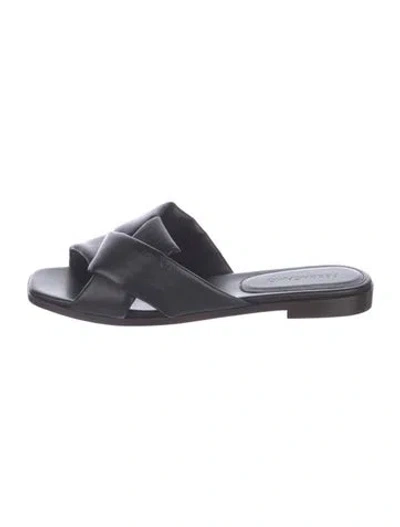 Pre-owned Ferragamo Leather Slides In Black
