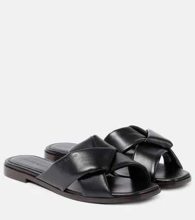 FERRAGAMO LEATHER SLIDES