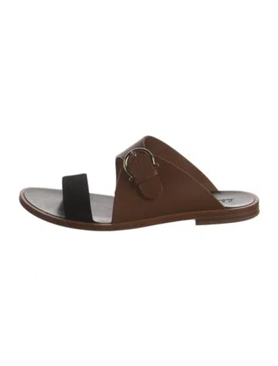 Pre-owned Ferragamo Leather Slides In Black/brown
