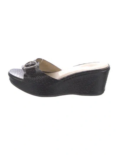 Pre-owned Ferragamo Leather Slides In Blue