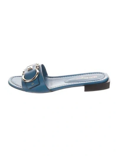 Pre-owned Ferragamo Leather Slides In Blue