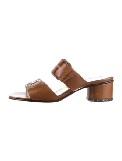Pre-owned Ferragamo Leather Slides In Brown