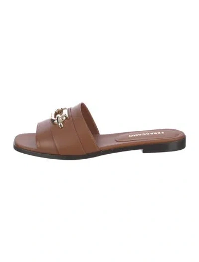 Pre-owned Ferragamo Leather Slides In Brown
