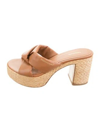 Pre-owned Ferragamo Leather Slides In Brown