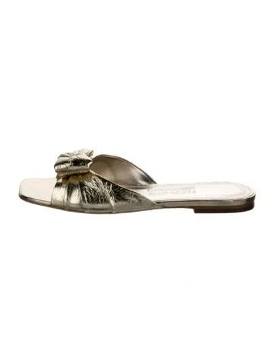 Pre-owned Ferragamo Leather Slides In Gold