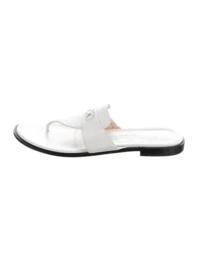 Pre-owned Ferragamo Leather Slides In Gray