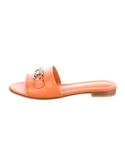 Pre-owned Ferragamo Leather Slides In Orange