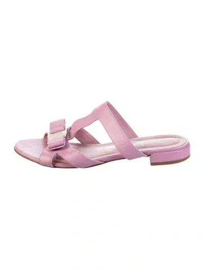 Pre-owned Ferragamo Leather Slides In Purple