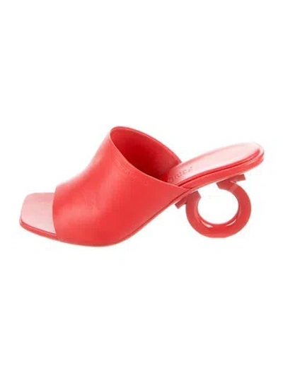 Pre-owned Ferragamo Leather Slides In Red