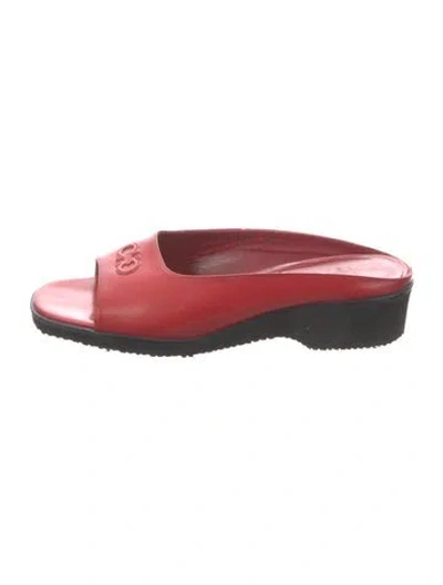 Pre-owned Ferragamo Leather Slides In Red