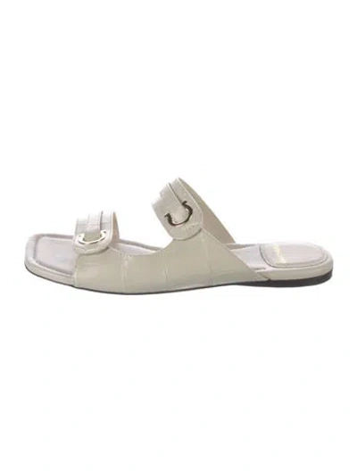 Pre-owned Ferragamo Leather Slides In White
