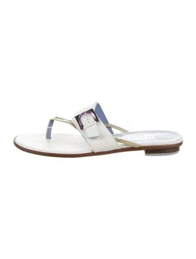 Pre-owned Ferragamo Leather Slides In White