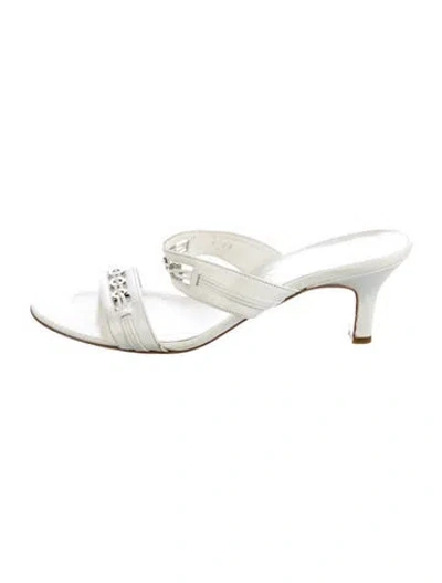 Pre-owned Ferragamo Leather Slides In White