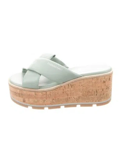 Pre-owned Ferragamo Leather Slides In White