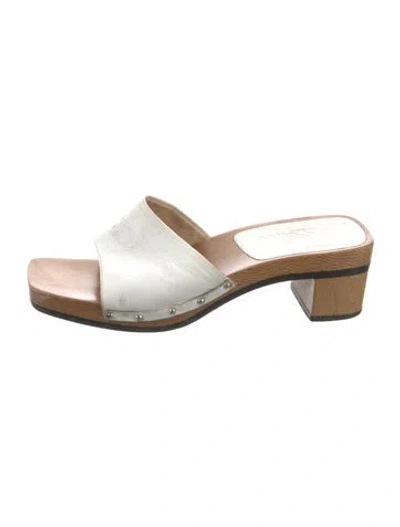 Pre-owned Ferragamo Leather Slides In White