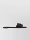 Ferragamo Leather Slides With Flat Sole And Gold-tone Hardware