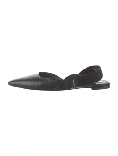 Pre-owned Ferragamo Leather Slingback Flats In Black