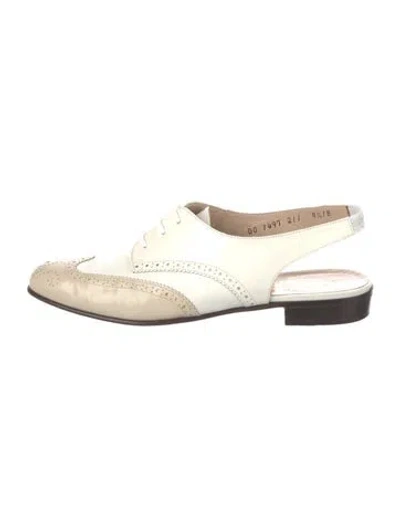 Pre-owned Ferragamo Leather Slingback Flats In White