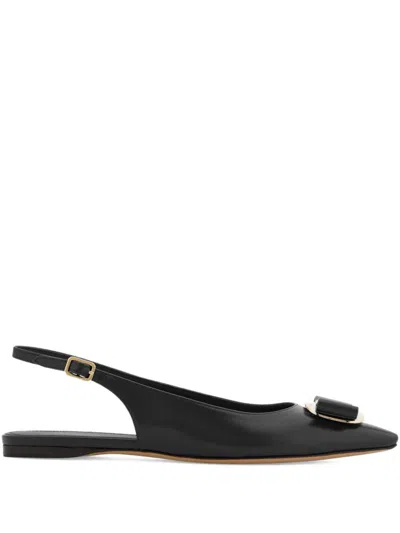 Ferragamo Leather Slingback Pumps In Black